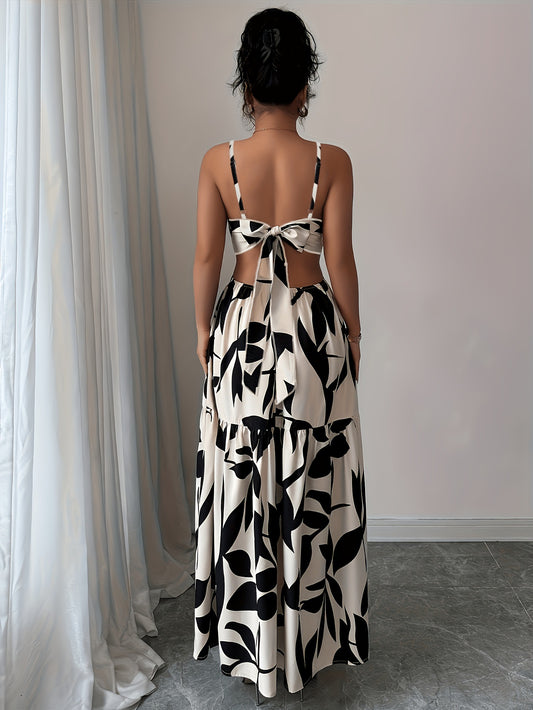 Vestido largo sin espalda con estampado floral