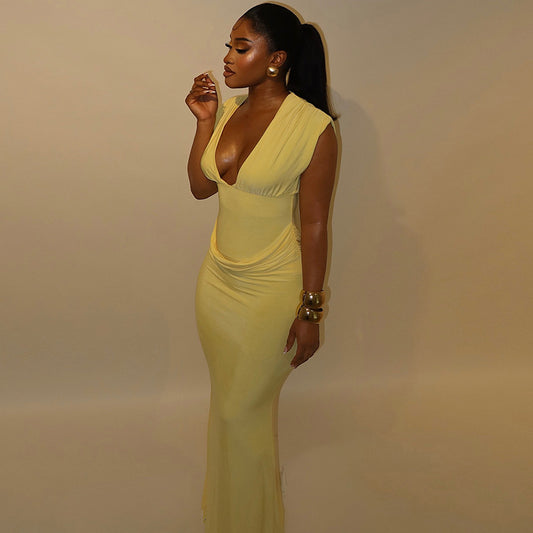 Vestido ajustado ajustado de escote en V para mujer
