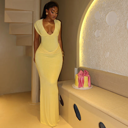 Vestido ajustado ajustado de escote en V para mujer