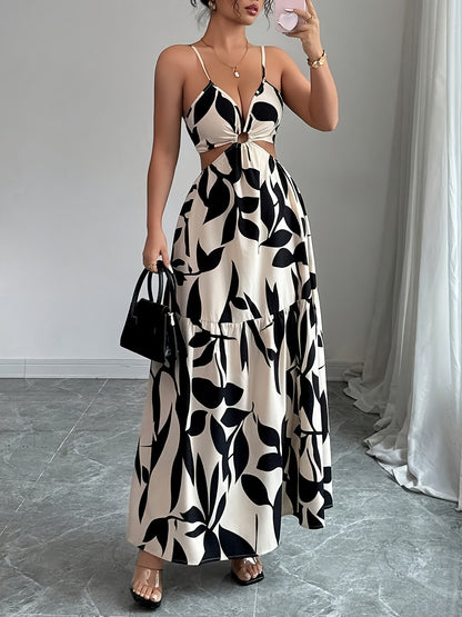 Vestido largo sin espalda con estampado floral
