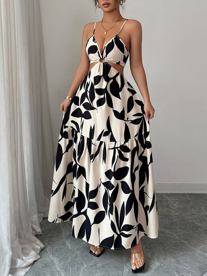 Vestido largo sin espalda con estampado floral