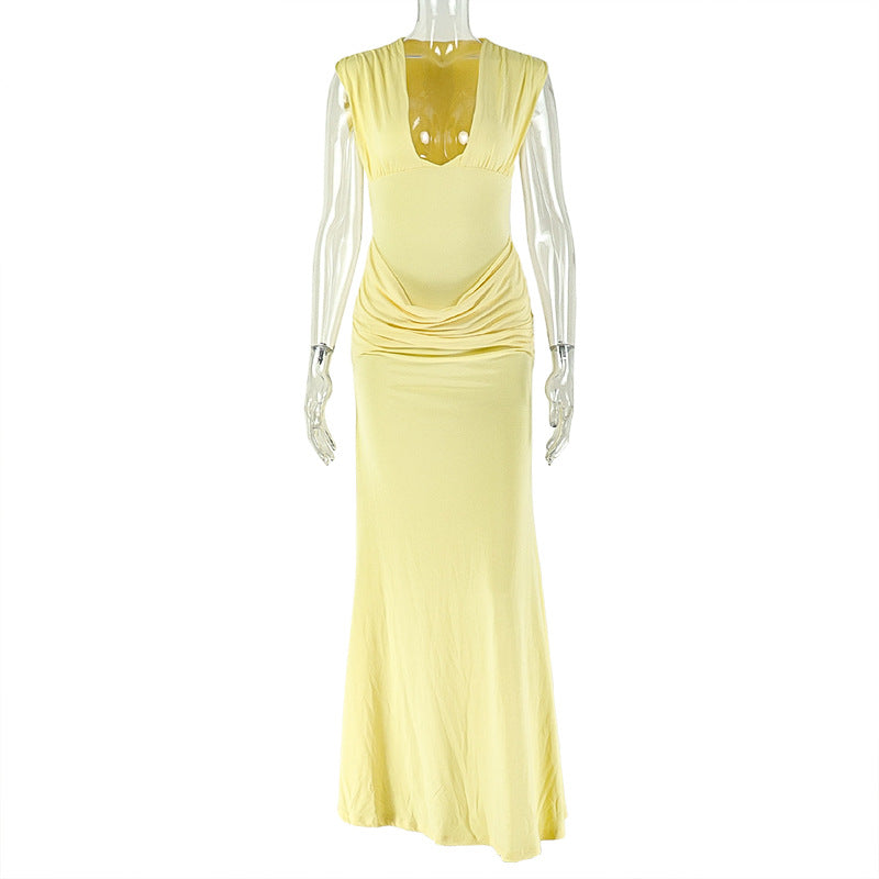 Vestido ajustado ajustado de escote en V para mujer