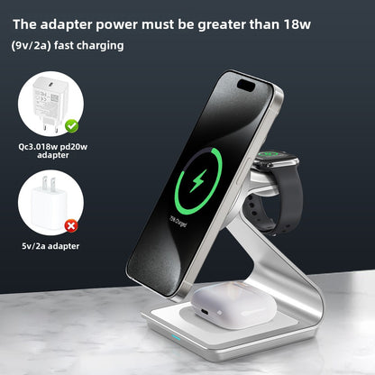 Cargador inal�mbrico triple para dispositivos Apple con soporte para coche