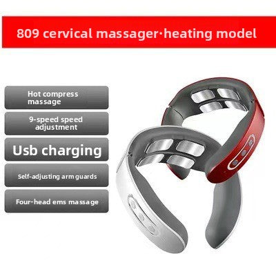 Masajeador cervical port�til con calor y electroterapia
