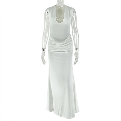 Vestido ajustado ajustado de escote en V para mujer