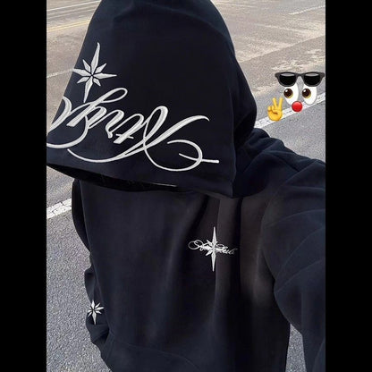 Sudadera bordada con capucha y manga larga
