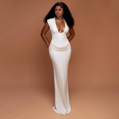 Vestido ajustado ajustado de escote en V para mujer