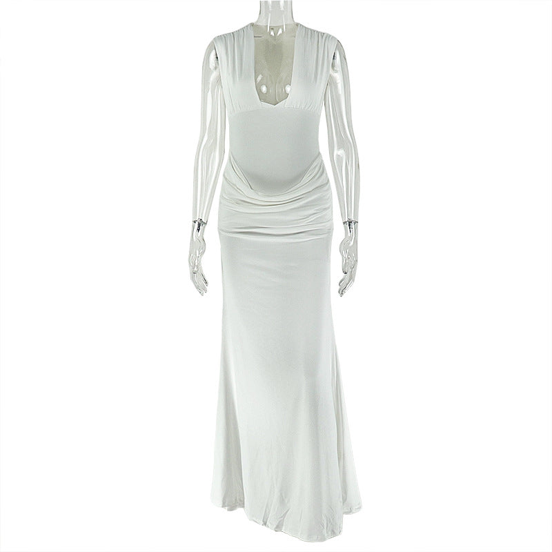 Vestido ajustado ajustado de escote en V para mujer
