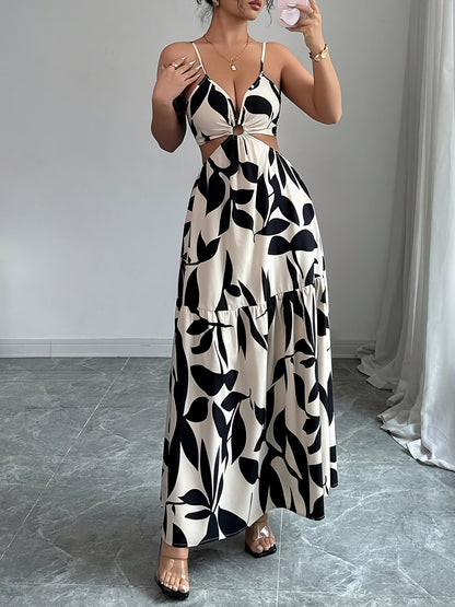 Vestido largo sin espalda con estampado floral