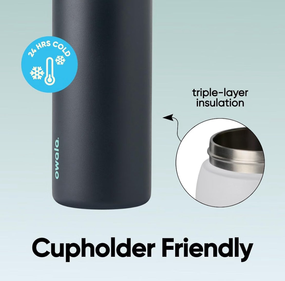Owala FreeSip - Botella de agua aislada de acero inoxidable con popote para deportes, viajes y escuela, botella de agua deportiva sin BPA, 32 onzas, marea brumosa