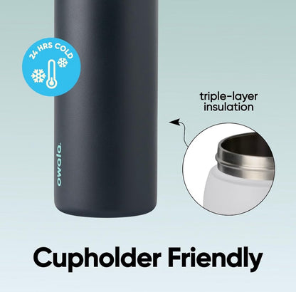 Owala FreeSip - Botella de agua aislada de acero inoxidable con popote para deportes, viajes y escuela, botella de agua deportiva sin BPA, 32 onzas, marea brumosa