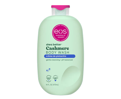 eos Shea Better Gel de Ducha de Cachemira, Vainilla Cachemira, Hidratante, Gel de Ducha con pH Equilibrado, Fórmula de Gel Cremoso, Sin Parabenos y Ftalatos, Piel Sensible, 16 fl oz