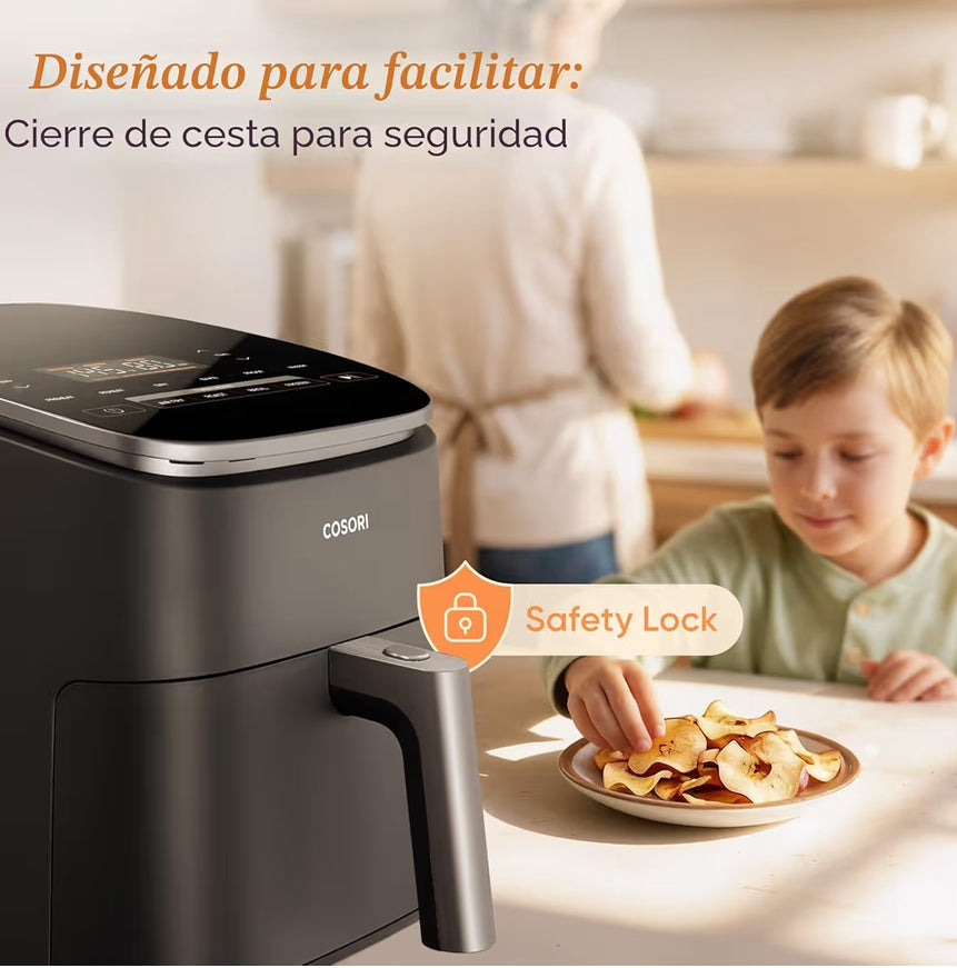 Freidora de aire TurboBlaze 9 en 1 de 6 Qt, revestimiento cerámico premium, 90°–450°F, calefacción precisa para resultados uniformes, freír al aire, asar, hornear, a la parrilla, secarSi
