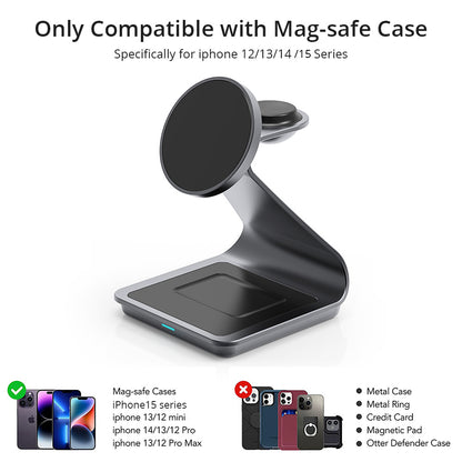 Cargador inal�mbrico triple para dispositivos Apple con soporte para coche