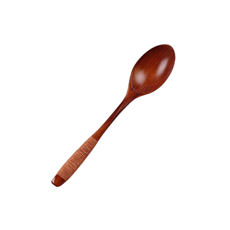 Juego de cuchara y tenedor de madera con mango ondulado