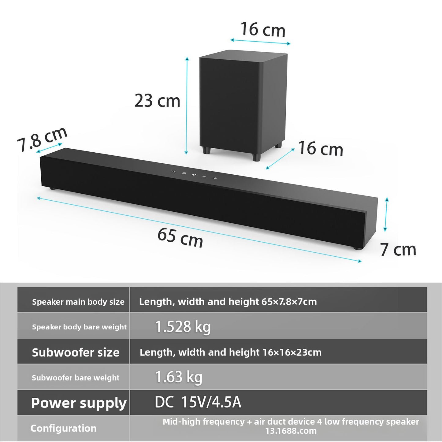 Altavoz Bluetooth de 2.1 canales con subwoofer