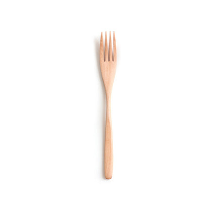 Juego de cuchara y tenedor de madera con mango ondulado