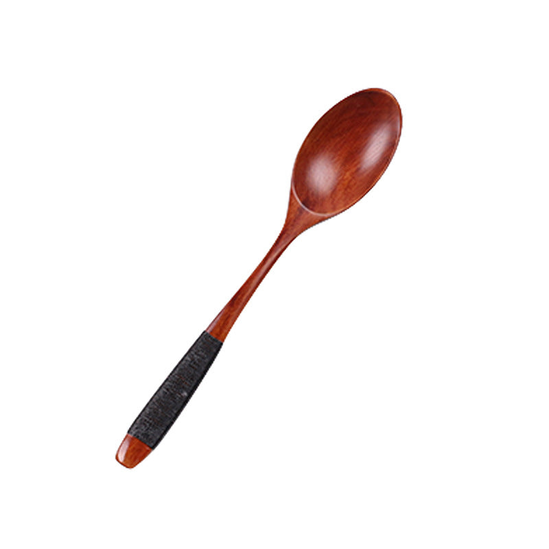 Juego de cuchara y tenedor de madera con mango ondulado