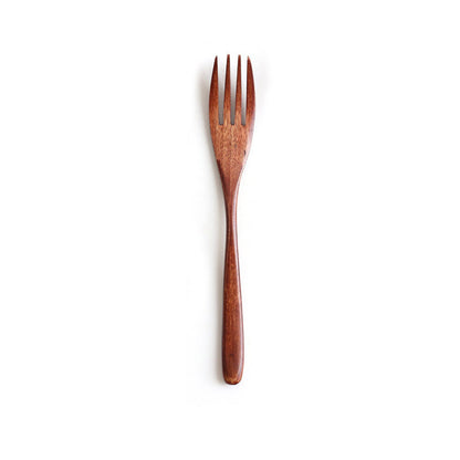 Juego de cuchara y tenedor de madera con mango ondulado